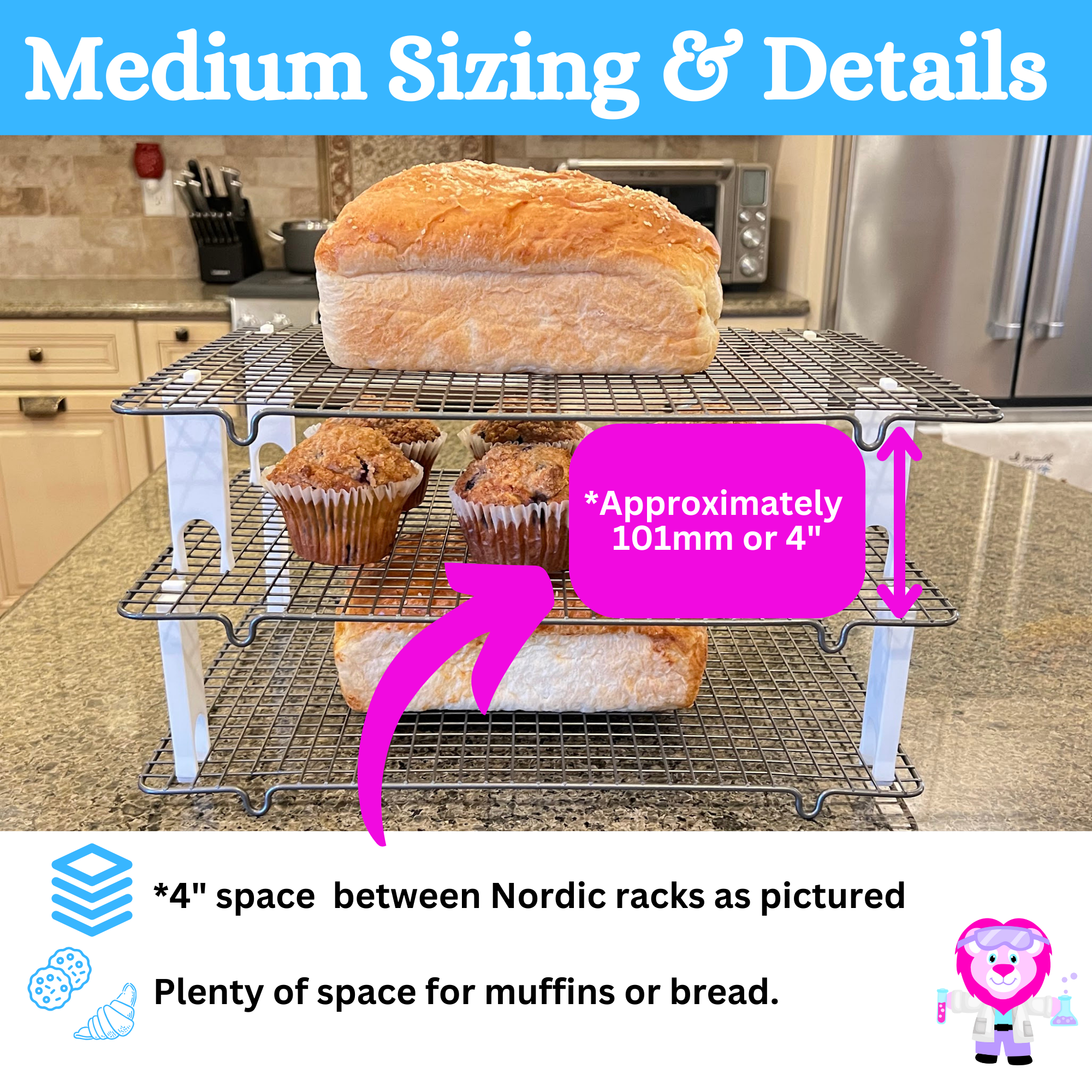Medium wire cooling rack stackers with cookies on the racks.