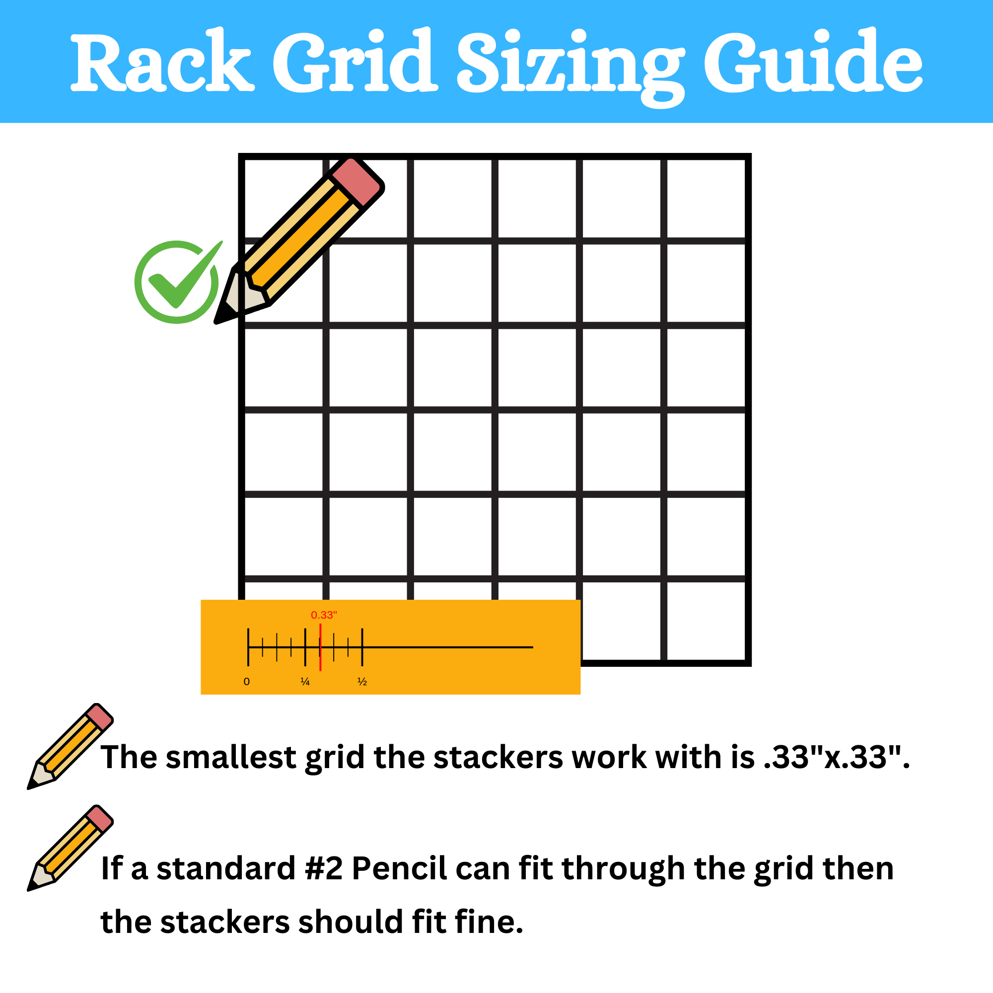 Wire Cooling rack stacker sizing grid.