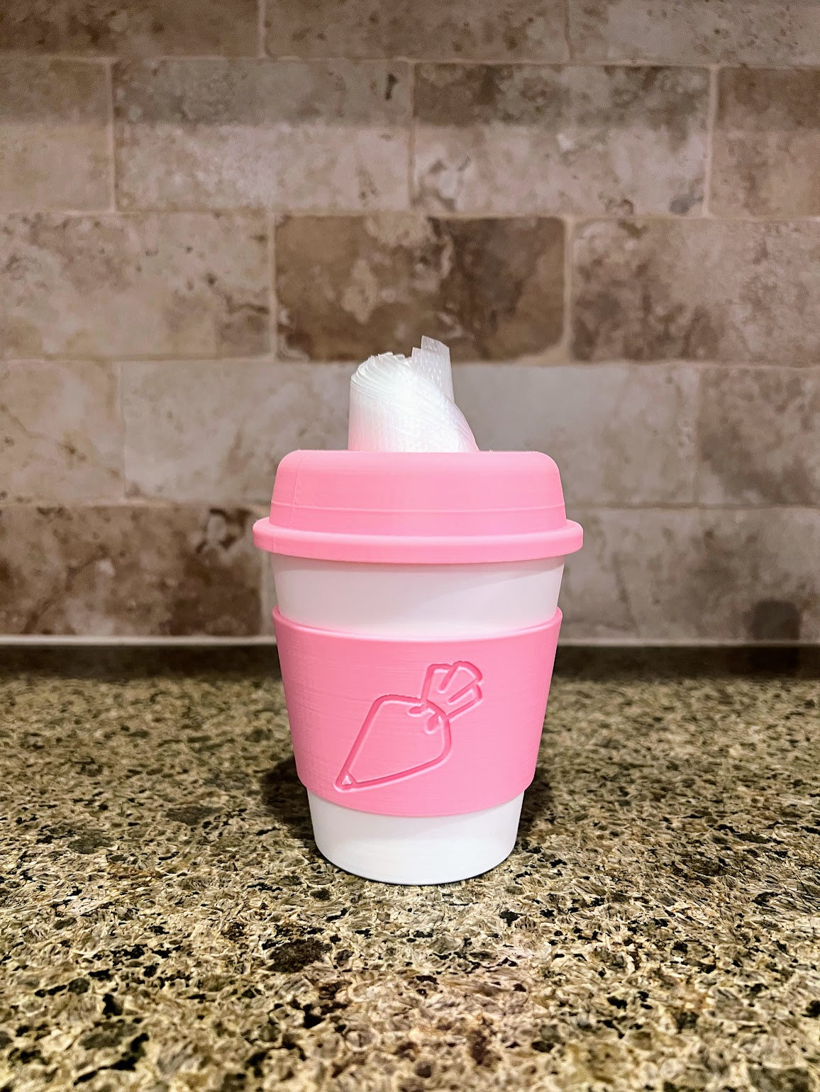 tipless piping bag holder small that looks like a coffee cup