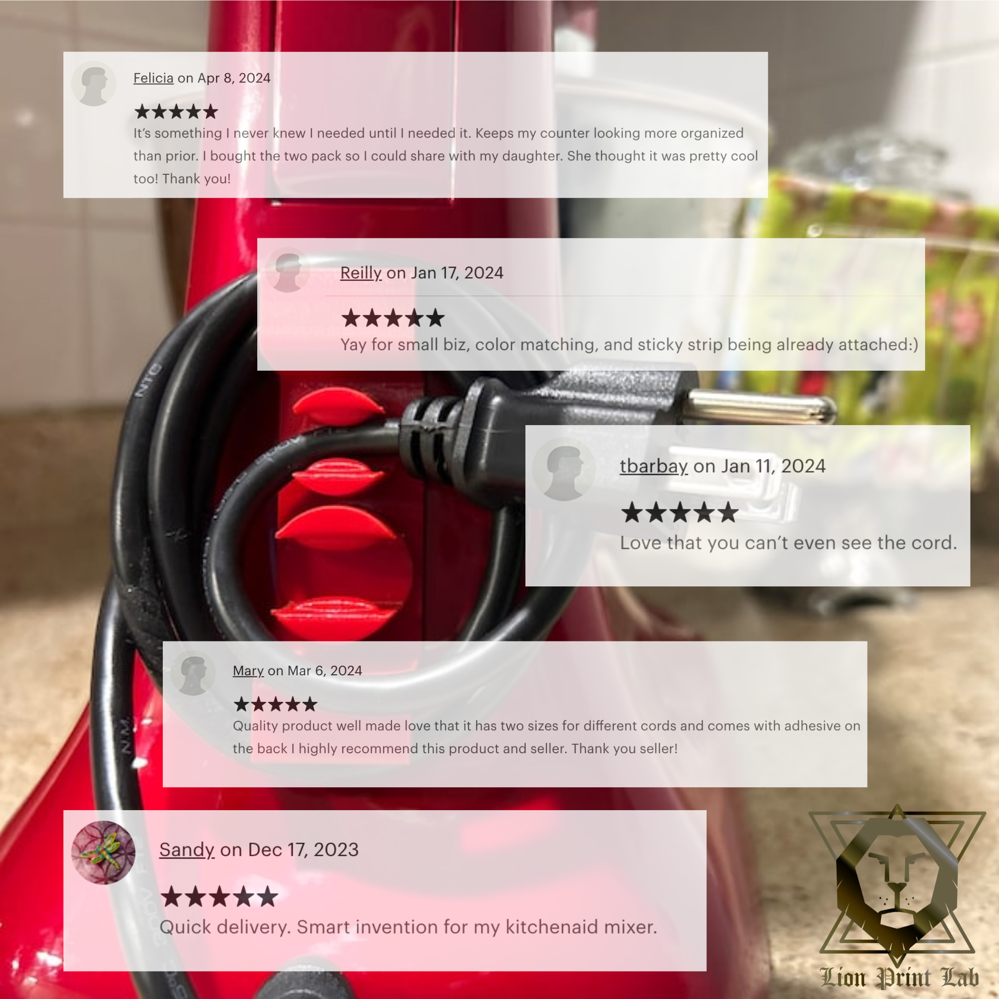 Red Appliance Cord Wrap picture with customer reviews included.