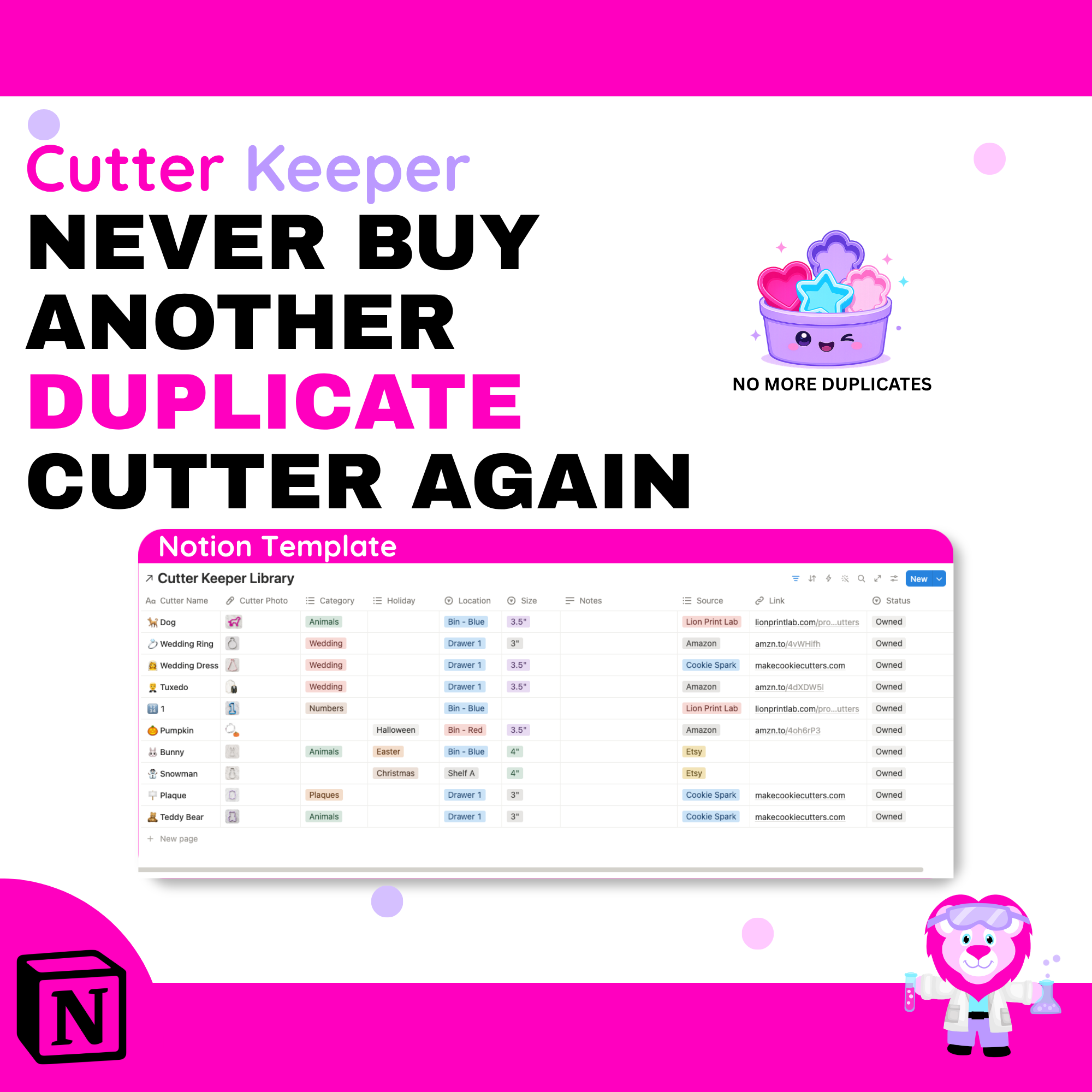 Cookie Cutter Organizer Notion Template