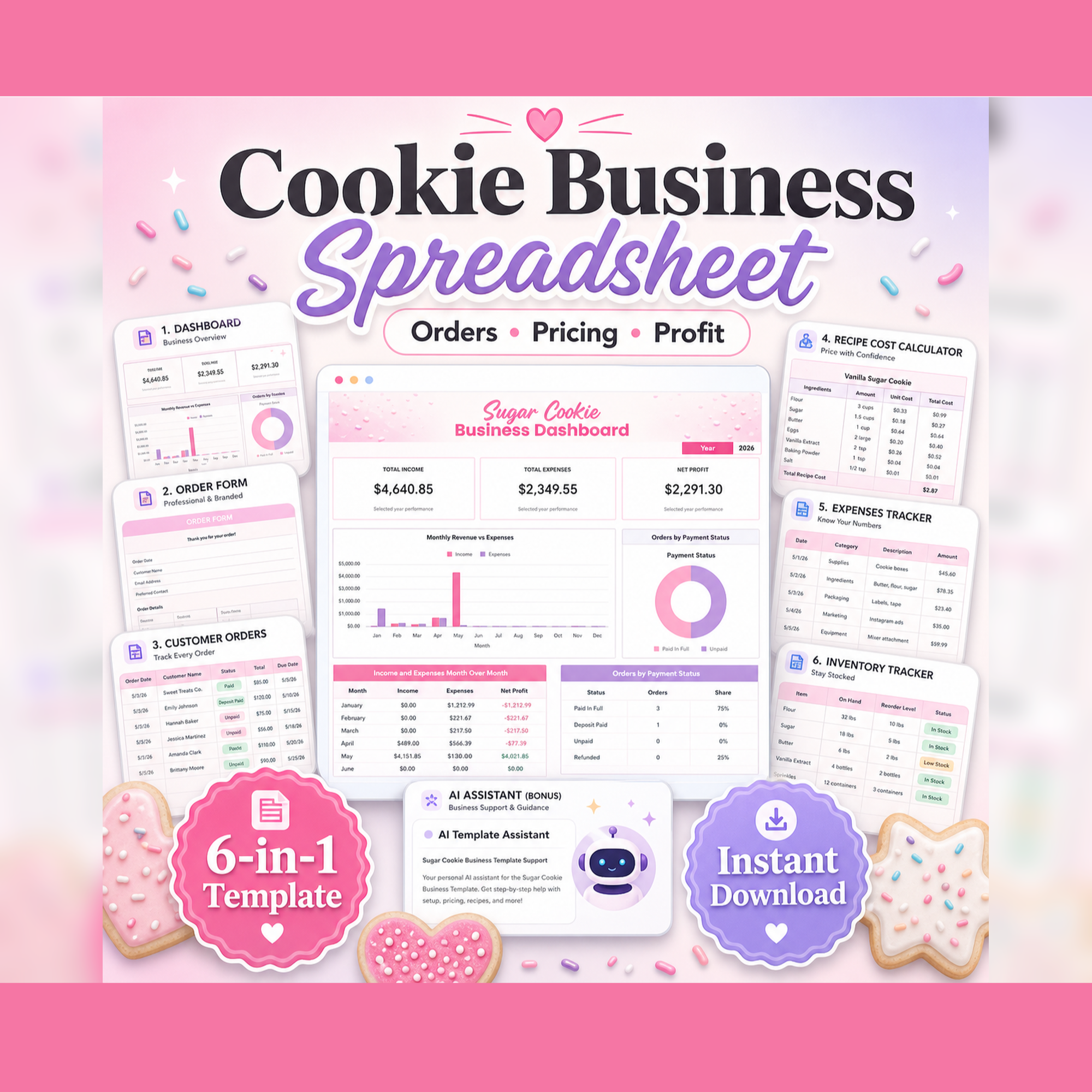 Sugar Cookie Business Spreadsheet Template